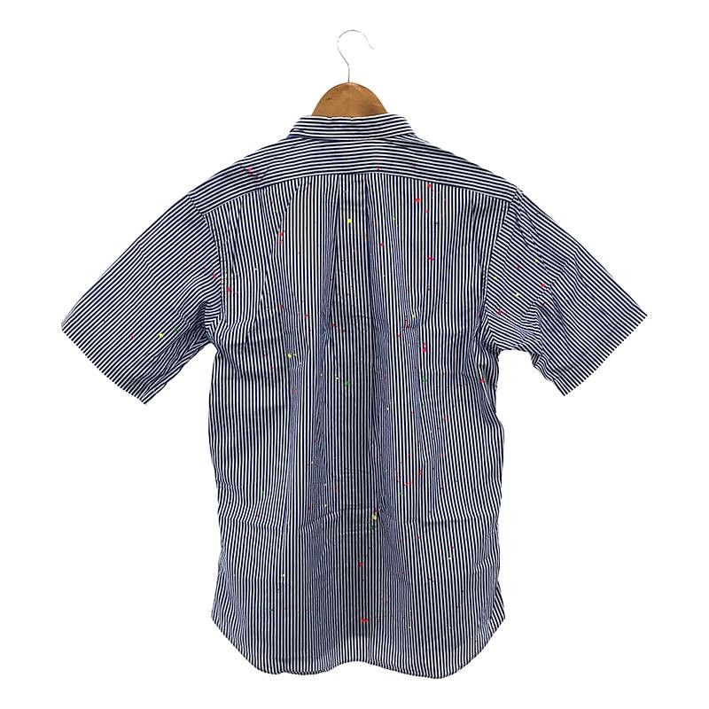Comme des Garcons Homme Shirt Painted Striped Short Sleeve Button Up Navy/White Size US S / EU 44-46 / 1 - 2 Thumbnail