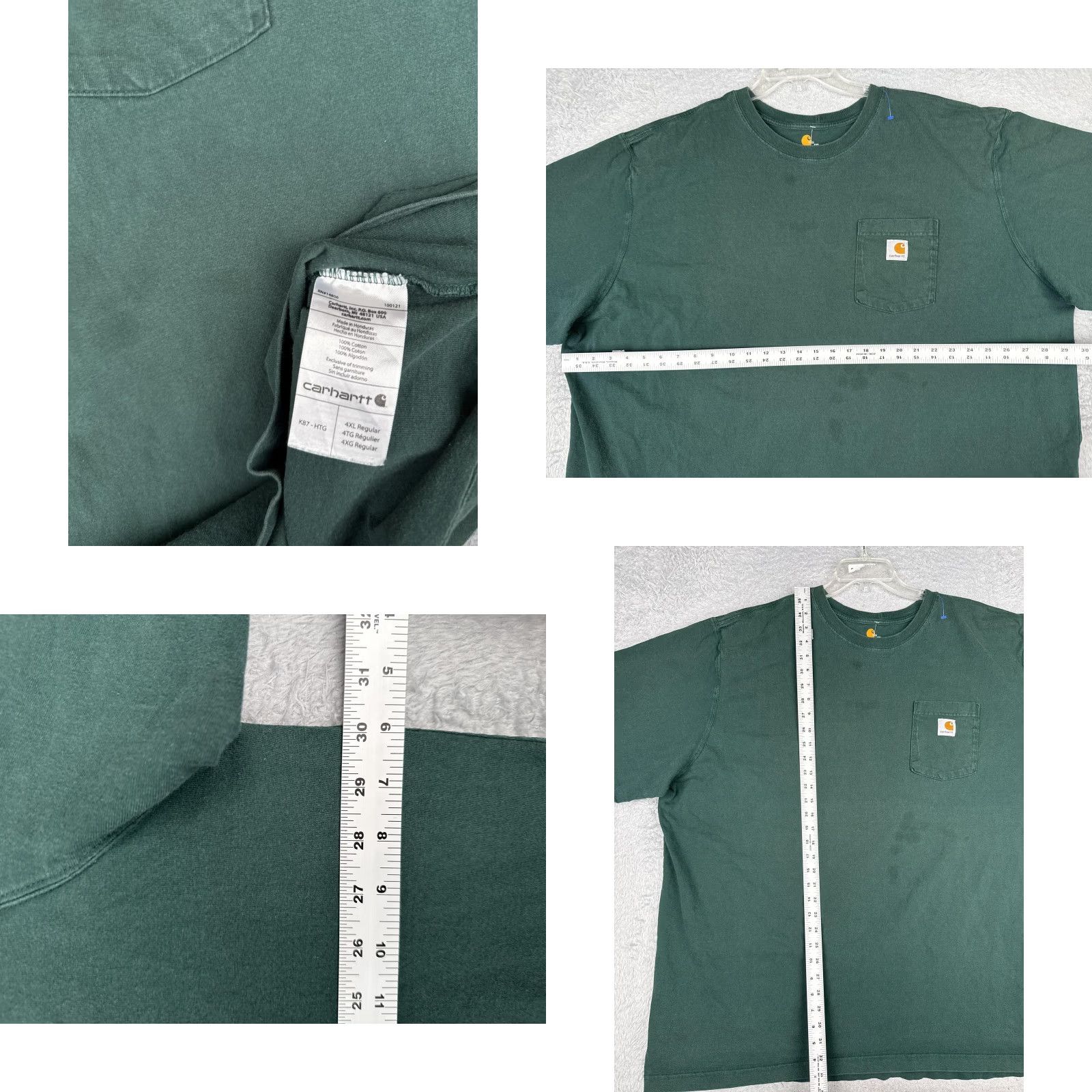 Carhartt Carhartt Shirt Mens 4XL Green Crew Neck Short Sleeve Pocket Tagless K87 Workwear Size US XXL / EU 58 / 5 - 8 Thumbnail