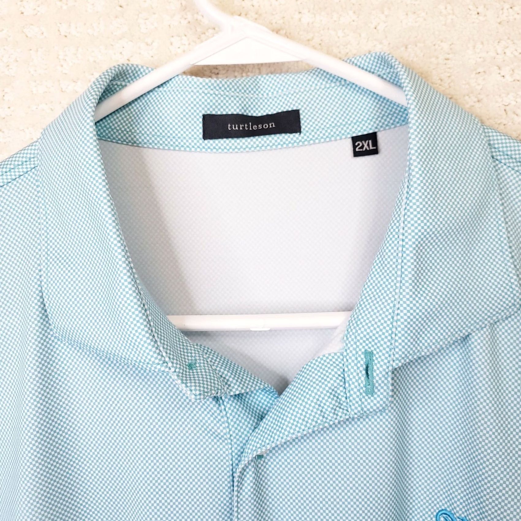 Vintage Turtleson Polo Performance Golf Shirt Mens 2XL Blue Geometric Short Sleeve Size US XXL / EU 58 / 5 - 5 Thumbnail
