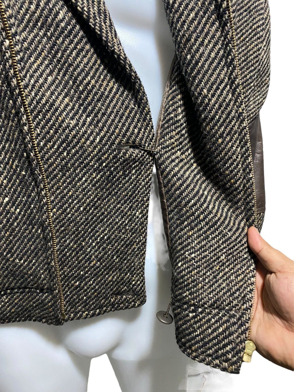 Vintage Vintage Rodex of London wool leather hybrid biker jacket Size US L / EU 52-54 / 3 - 9 Thumbnail