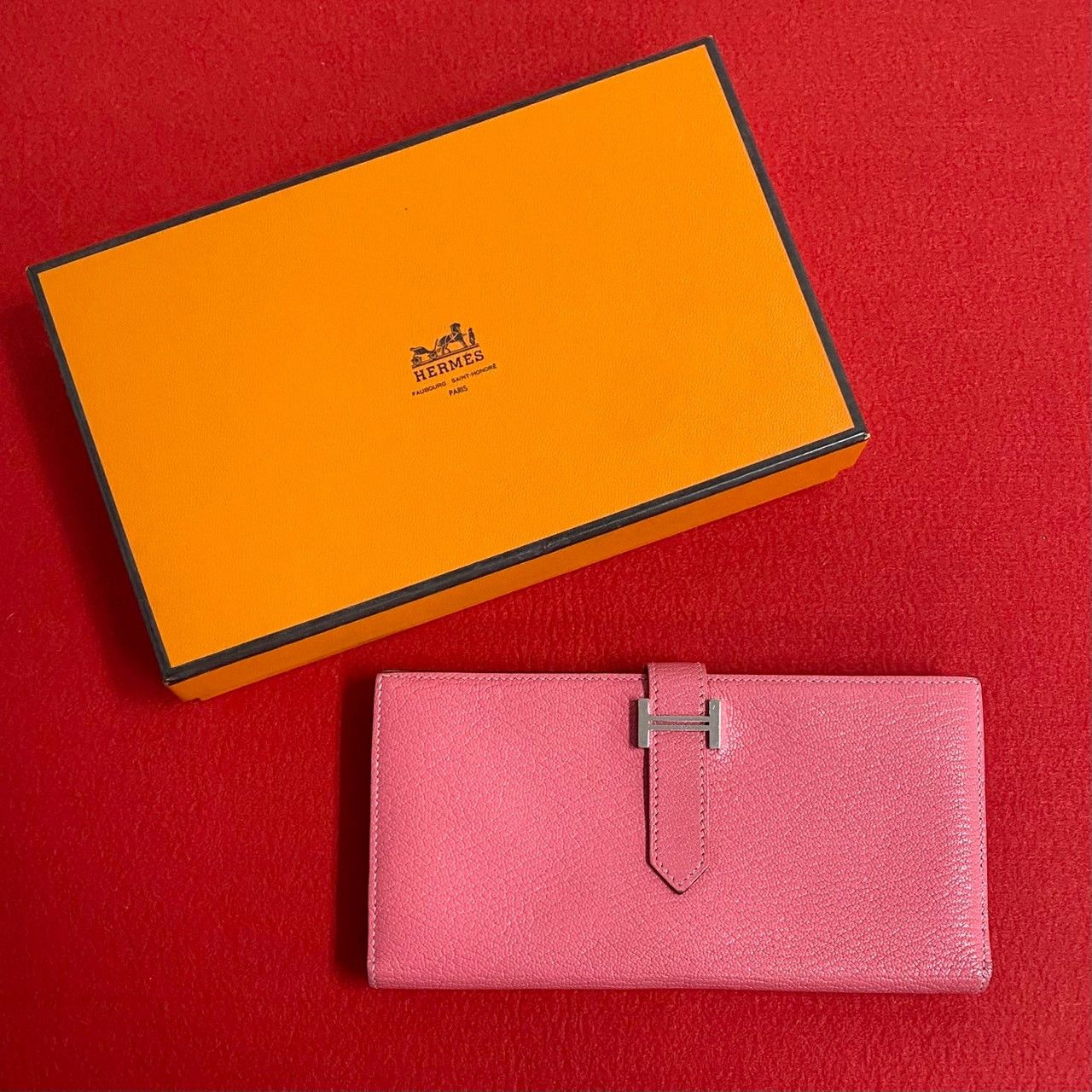 Hermes Hermès Béarn Soufflet Chevre Long Wallet Leather Long Wallet Stamp X (2016) DUTY FREE for USA