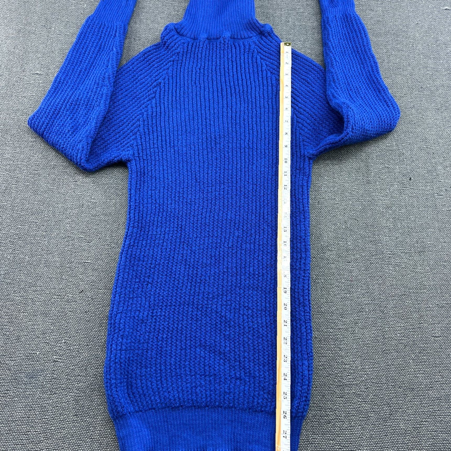 Vintage LANULLVA Womens Sweater Large Knit 1/4 Zip Blue Wool Ribbon Turtleneck Thermal Knit Pullover Mens? No, Womens. Size L / US 10 / IT 46 - 4 Thumbnail