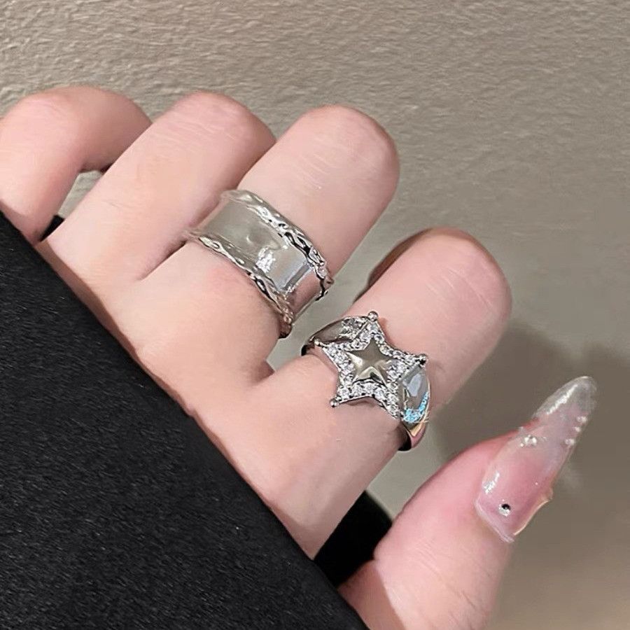 Jewelry Star Punk Jewelry Rings Open Size Chrome Ring (Size 7-13) Size ONE SIZE - 1 Thumbnail