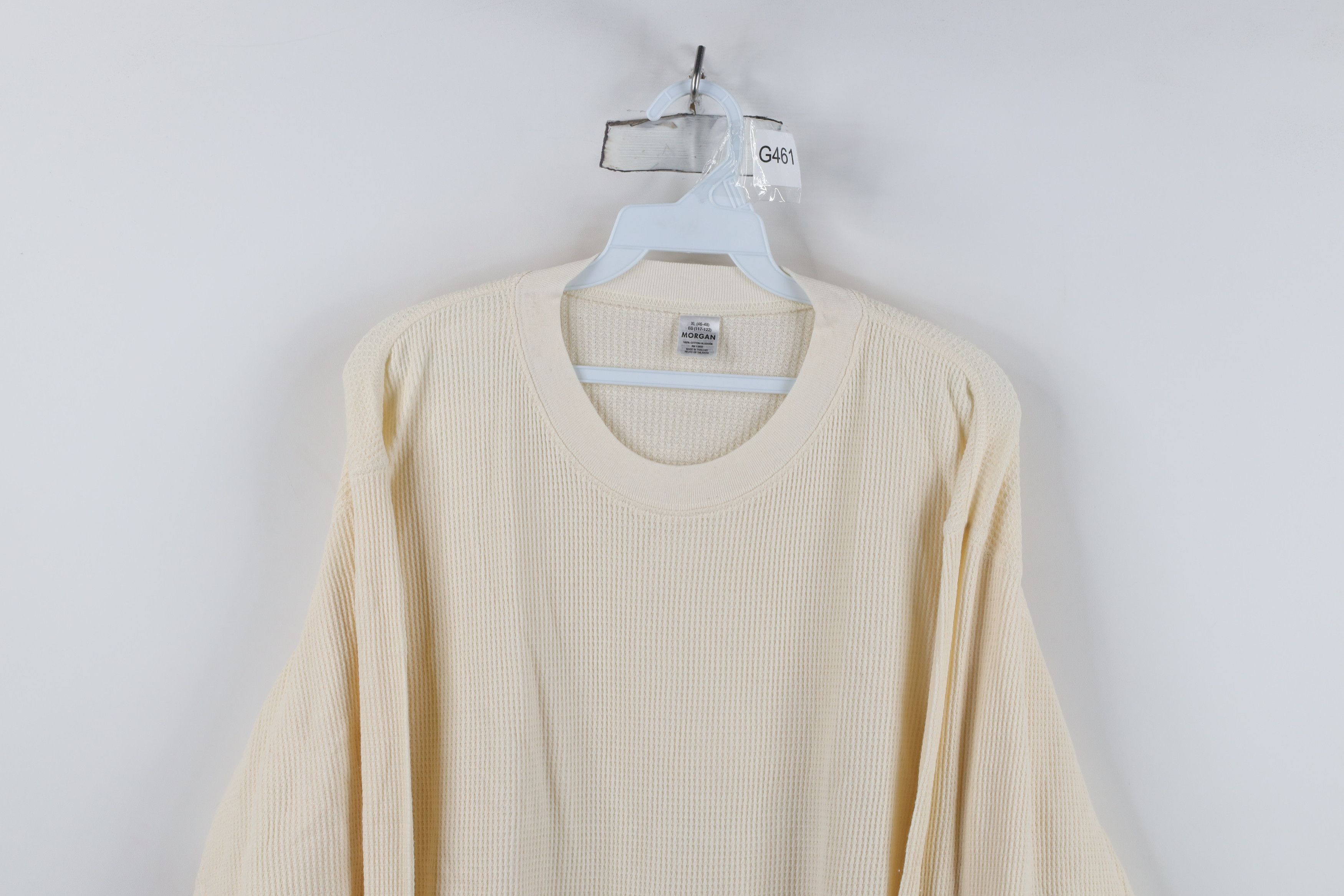Vintage Vintage 90s Streetwear Waffle Knit Long Sleeve T-Shirt Beige Size US XL / EU 56 / 4 - 2 Thumbnail
