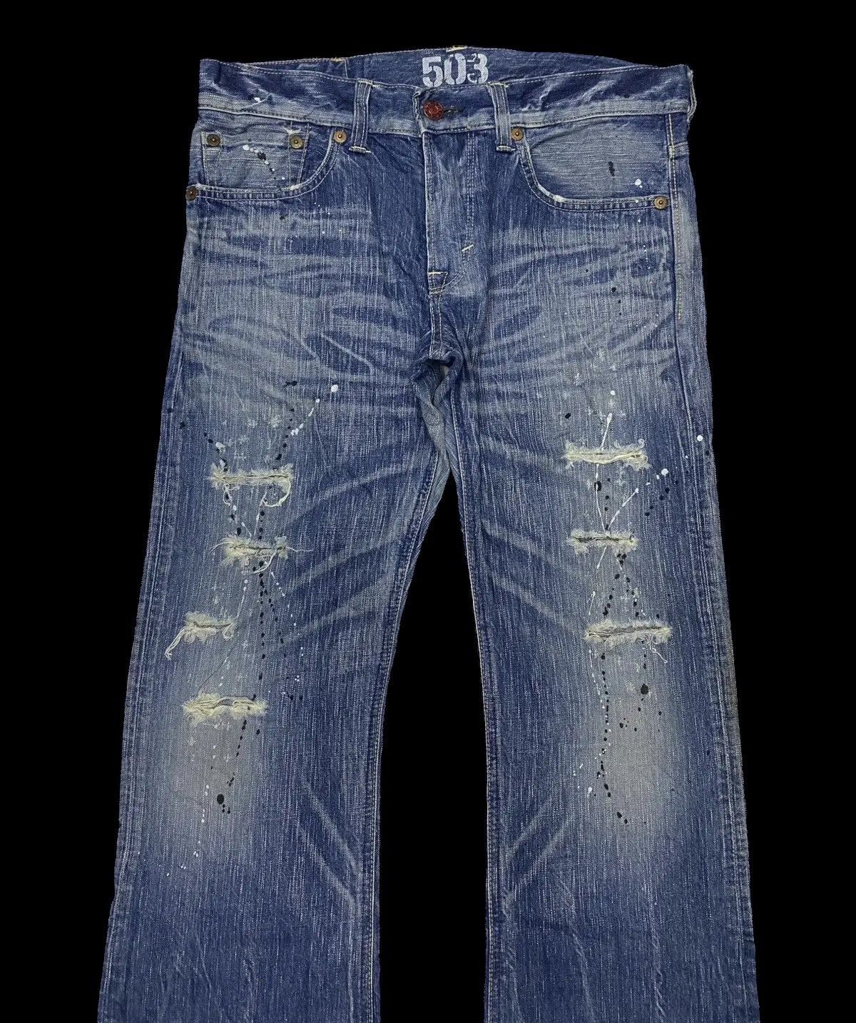 Edwin × If Six Was Nine × Japanese Brand Flare Jeans 90s 503 Edwin Painter Patchwork Distressed Denim Size US 36 / EU 52 - 3 Thumbnail