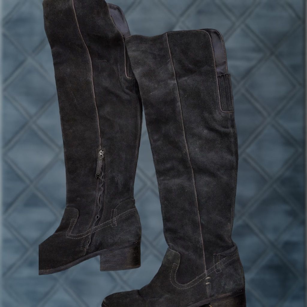 Dolce Vita Dolce Vita Boots Womens Size 10 Gray Suede Over the Knee Riding Block Heel Zip Size US 10 / IT 40 - 1 Thumbnail