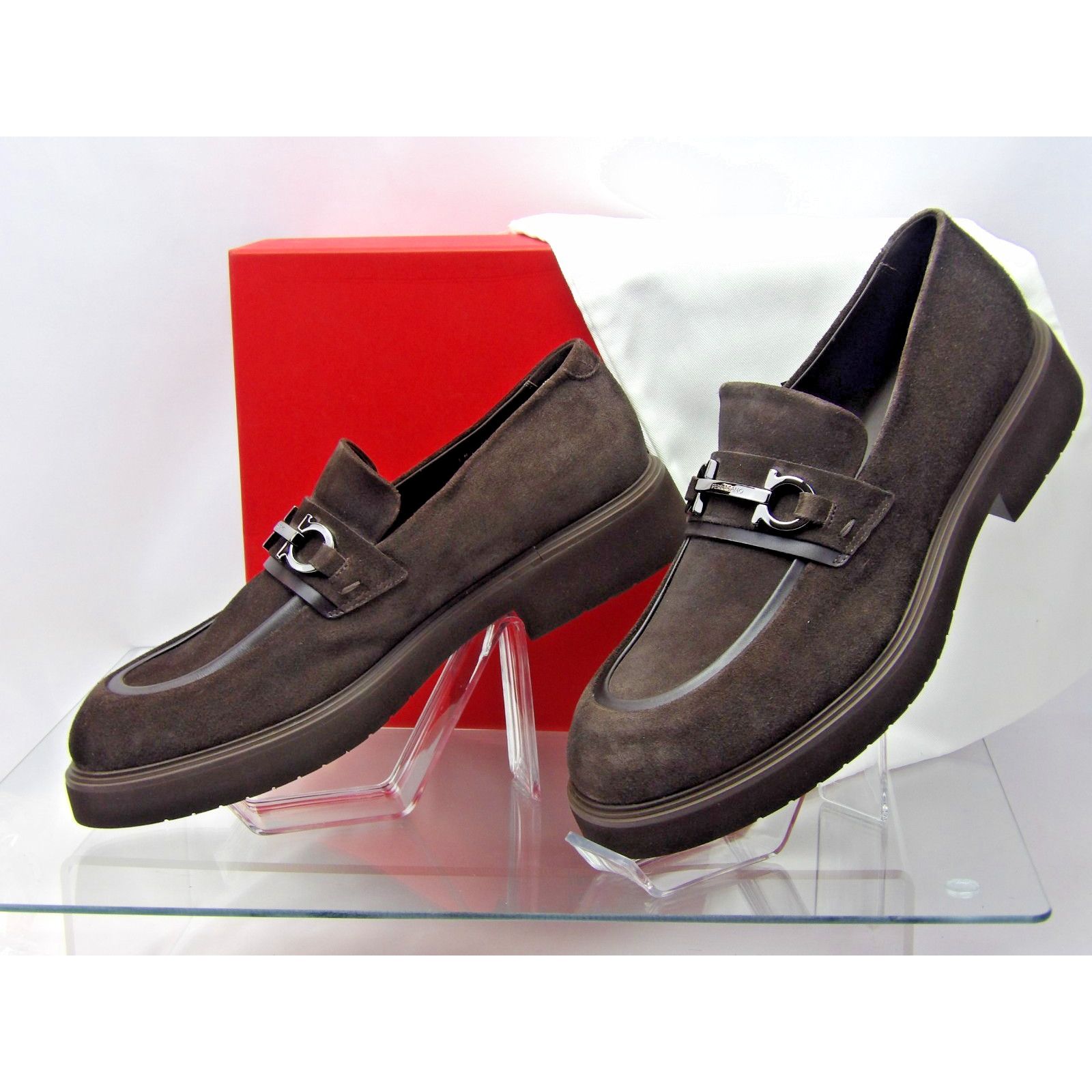 Salvatore Ferragamo FERRAGAMO FIORELLO BROWN SUEDE LEATHER GANCINI LOAFERS 11 M Size US 12 / EU 45 - 8 Thumbnail