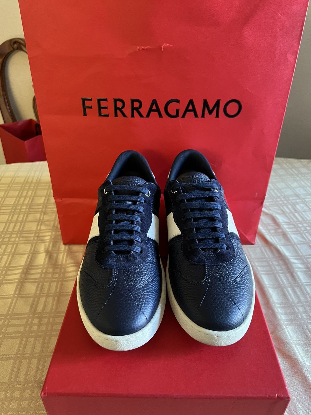 Salvatore Ferragamo Ferragamo Low top sneaker with signature Achille Blue Size US 7.5 / EU 40-41 - 6 Thumbnail