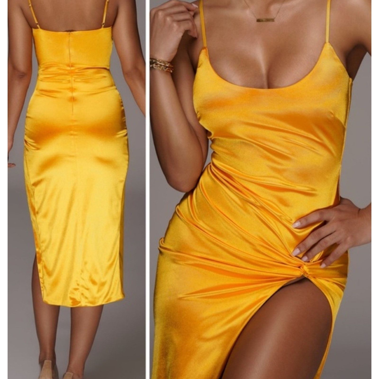 Other JLUXLABEL Aldis Satin Slit Midi Dress Size Small Size S / US 4 / IT 40 - 7 Thumbnail