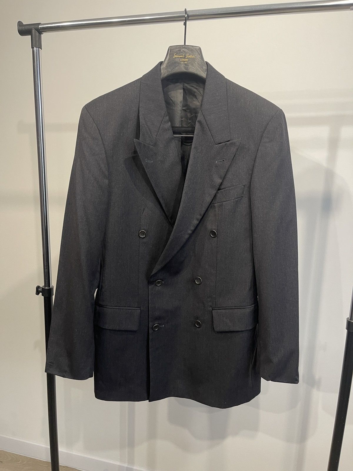 Hugo Boss Vintage double-breasted jacket blazer hugo boss dark gray 40 Size 40L - 2 Thumbnail