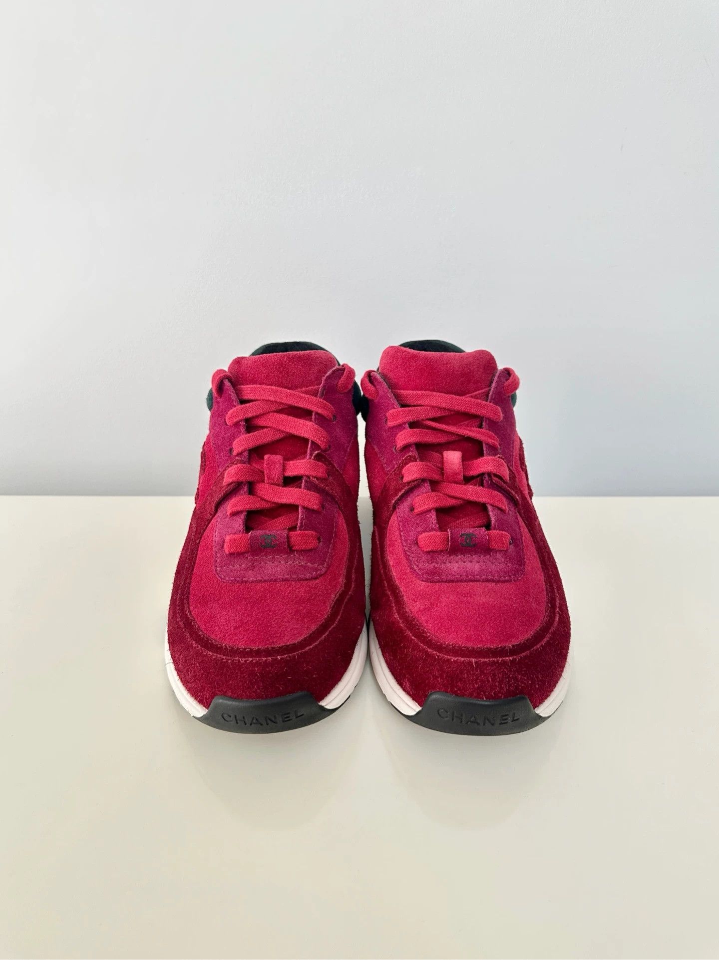 Chanel CHANEL round-toe lace-up low-top wmn burgundy Size US 5 / IT 35 - 2 Thumbnail