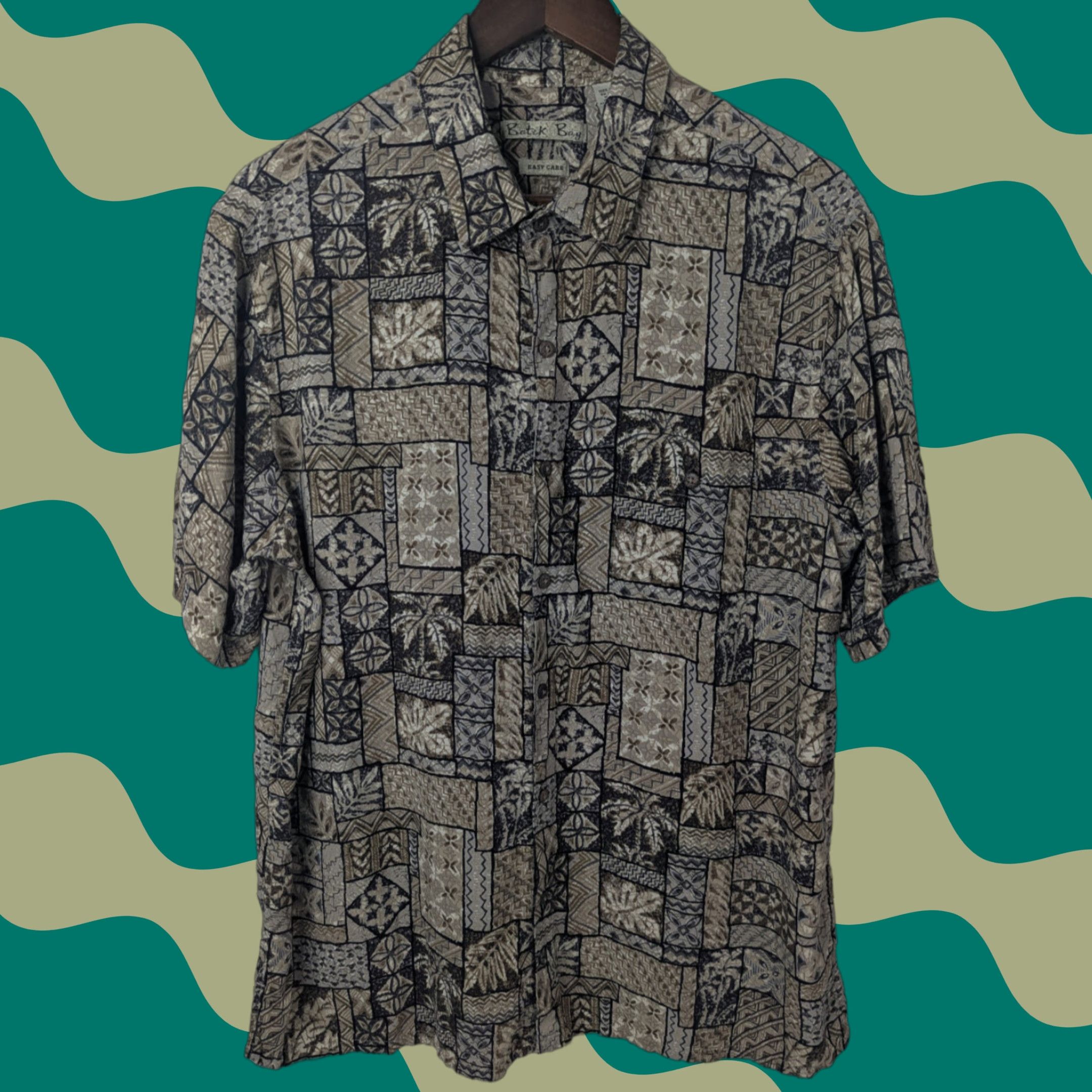 Vintage Batik Bay Men's Hawaiian Shirt XL Short Sleeve Button Tribal Palm Trees Camp Size US XL / EU 56 / 4 - 1 Thumbnail