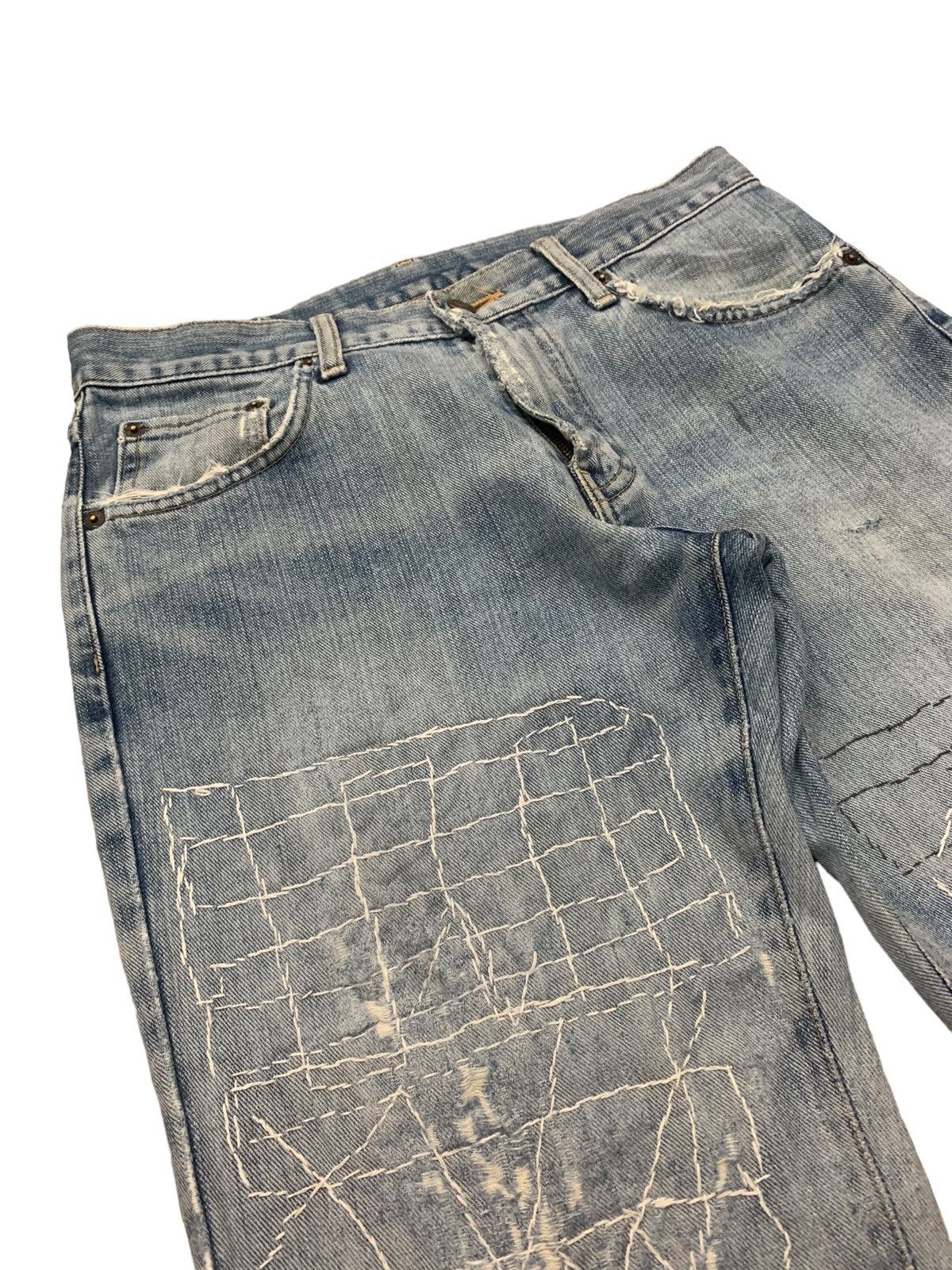 Edwin Edwin Distressed Reconstructed Sashiko Denim Pants (AC15) Size US 30 / EU 46 - 7 Thumbnail