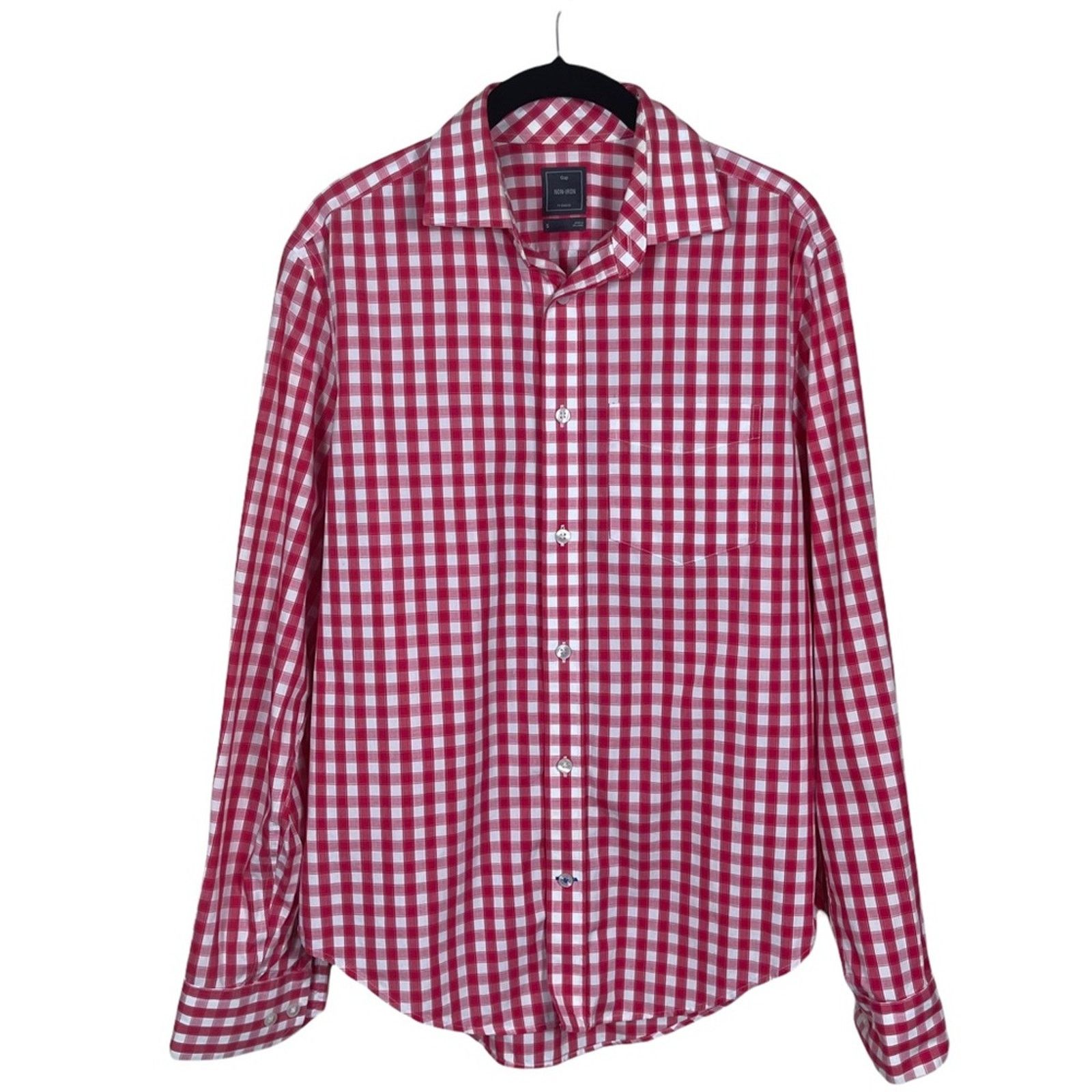 Gap Gap Gingham No Iron Button Long Sleeve Shirt Red White Small Size US S / EU 44-46 / 1 - 9 Thumbnail