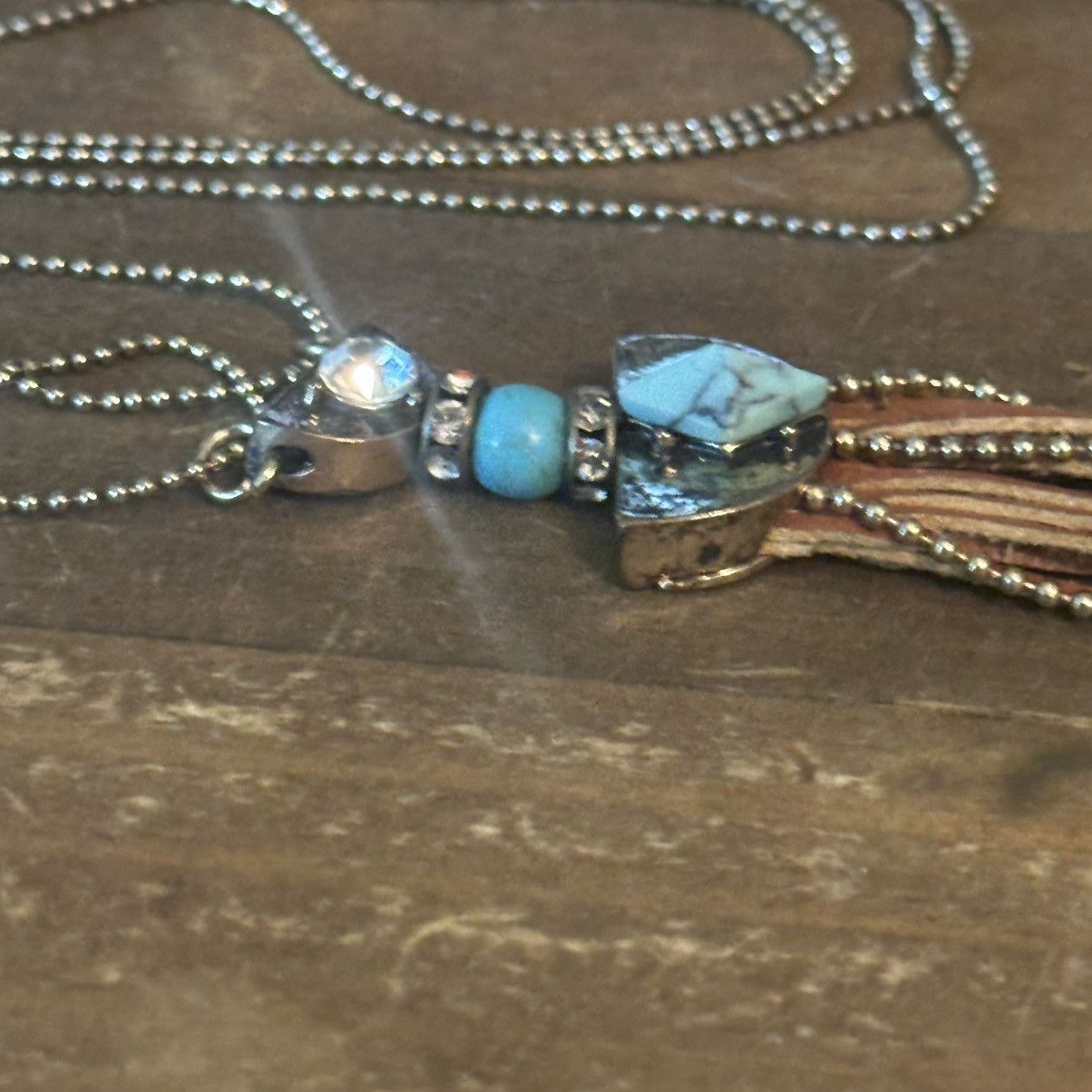 Other Charming Charlie long gold turquoise tassel pendant necklace Size ONE SIZE - 4 Thumbnail