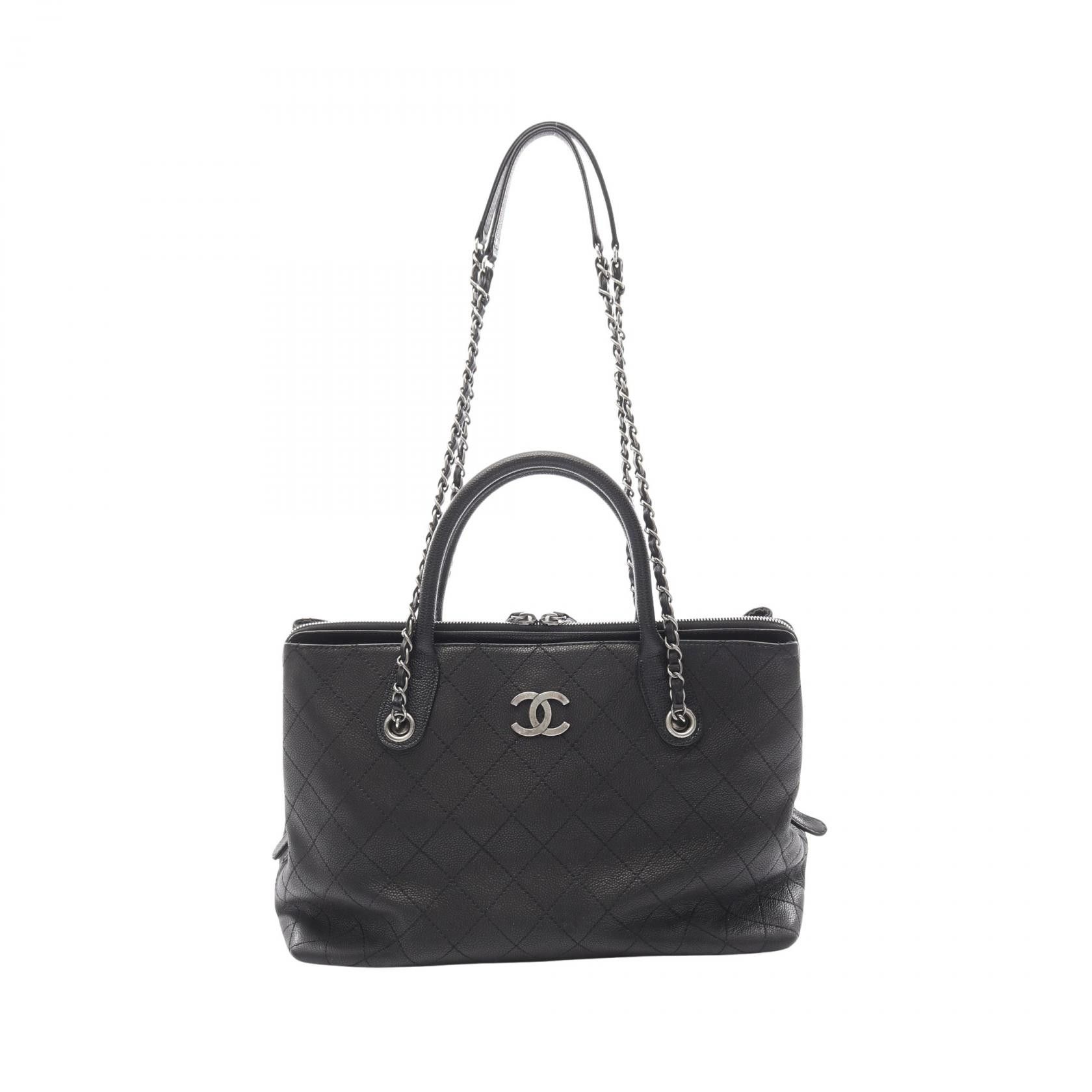 Chanel Chanel Wild Stitch Caviar Skin Tote Bag Leather Tote Bag in Black, Women's