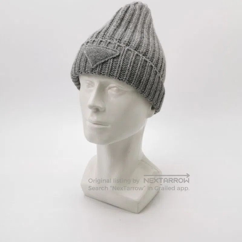 Prada Prada Triangle Logo Gray Beanie Hat. Size ONE SIZE - 2 Thumbnail
