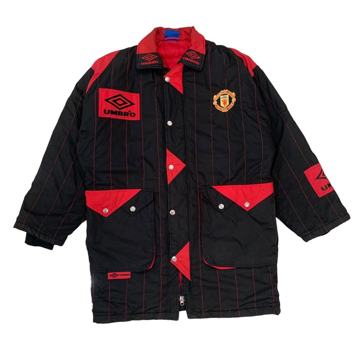 image of Vintage 90's Manchester United Umbro Jacket in Black/Red, Men's (Size Medium)