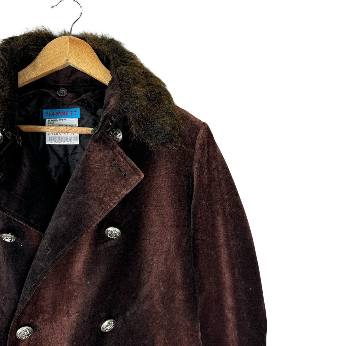 Katharine Hamnett London ☀️HAMNETT DOUBLE BREASTED BUTTON FUT COLLAR COAT JACKET Size M / US 6-8 / IT 42-44 - 4 Thumbnail