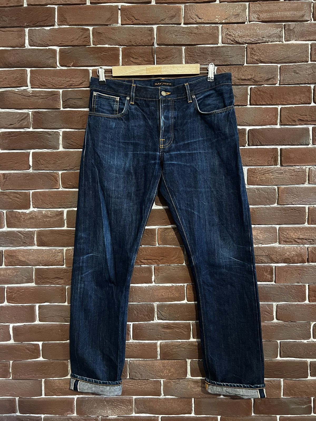 Image of Nudie Jeans Organic Cotton 36X34 Selvedge Denim Pant Jeans in Blue, Men's