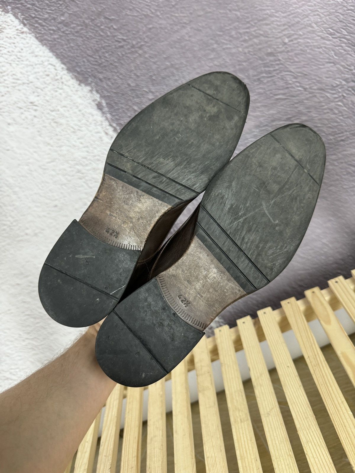 Genuine Leather Benci Broether Leather double monk brown casual shoes formal Size US 9.5 / EU 42-43 - 15 Thumbnail