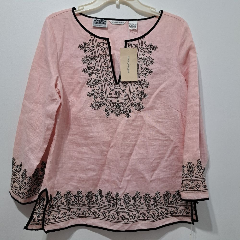 Other Richard Malcolm Irish Linen Embroidered Modest Top Size 10 P Size L / US 10 / IT 46 - 8 Thumbnail