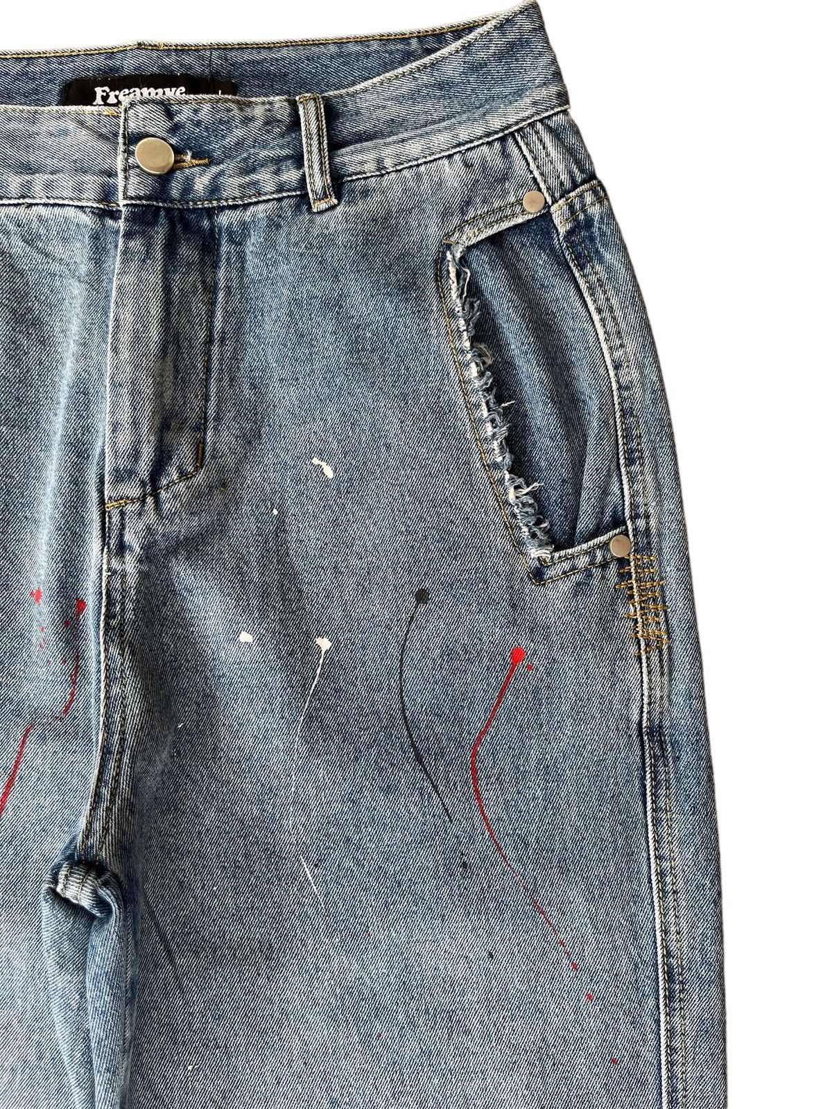 Japanese Brand Vintage Japanese Brand Paint Splatter Distressed Baggy Jeans Size US 30 / EU 46 - 8 Thumbnail