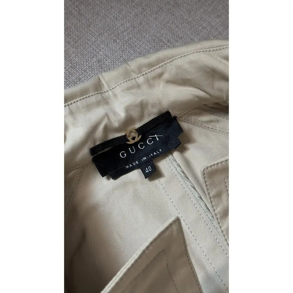 Gucci Gucci Beige Cotton Studded Logo Waist Belt Trench Coat IT40 Size S / US 4 / IT 40 - 8 Thumbnail