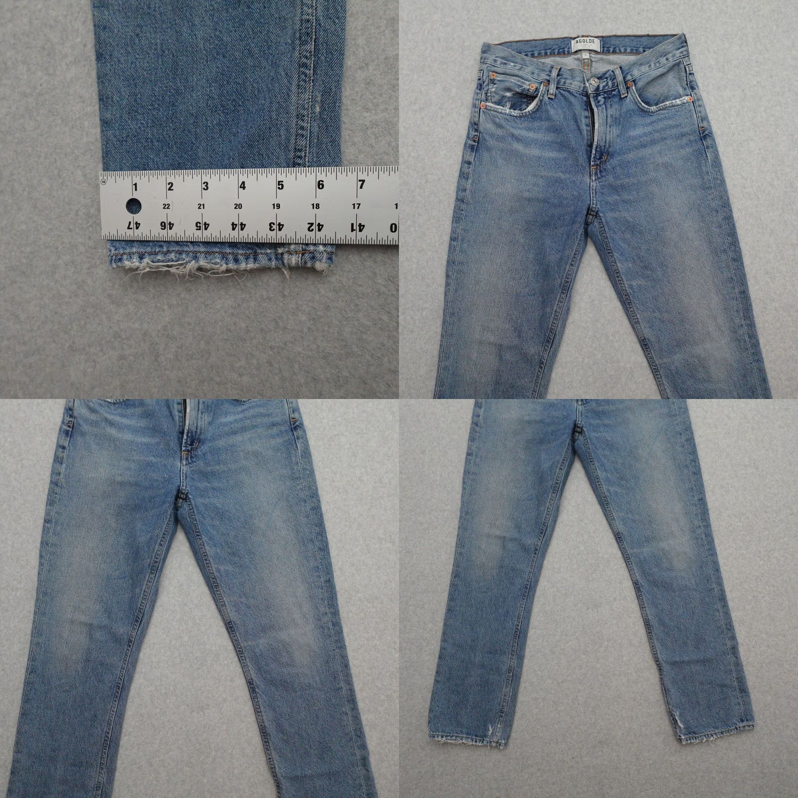 Agolde AGOLDE Jeans Women's 25x26 Distressed Button Fly Blue Casual Boyfriend Denim Shaped Fit Womens Size 42" / US 20 - 8 Thumbnail