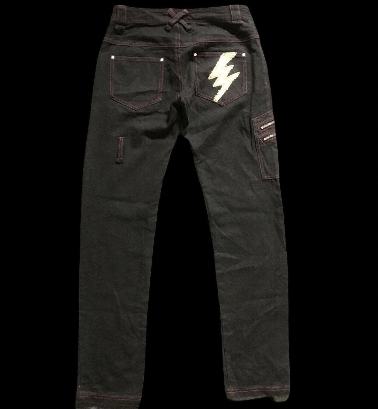 Japanese Brand D99 ALGONQUINS Japan Punk Streetwear Half Cargo Jeans Size US 29 - 1 Thumbnail