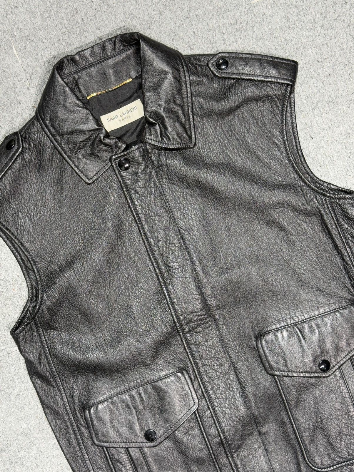 Hedi Slimane × Saint Laurent Paris AW15 Unseen Saint Laurent - Hedi Slimane - Leather Vest Size US S / EU 44-46 / 1 - 3 Thumbnail
