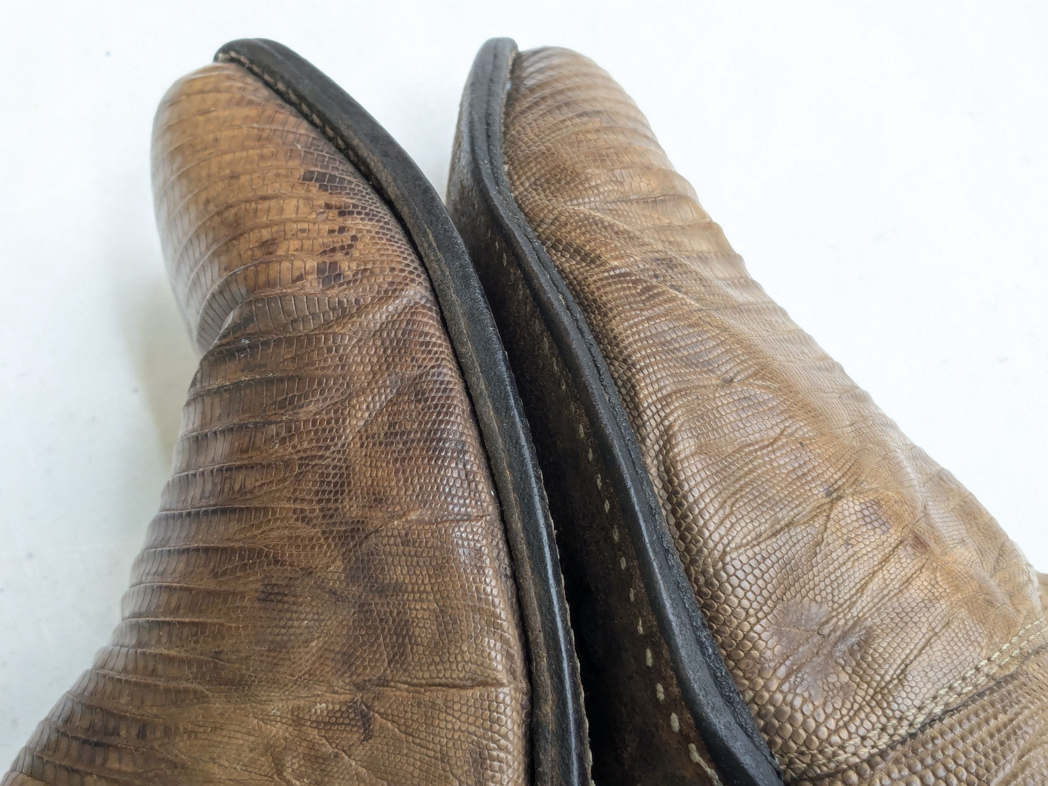 Other Vintage Justin Cowboy Boots Brown Lizard Leather 9.5 D Size US 9.5 / EU 42-43 - 4 Thumbnail