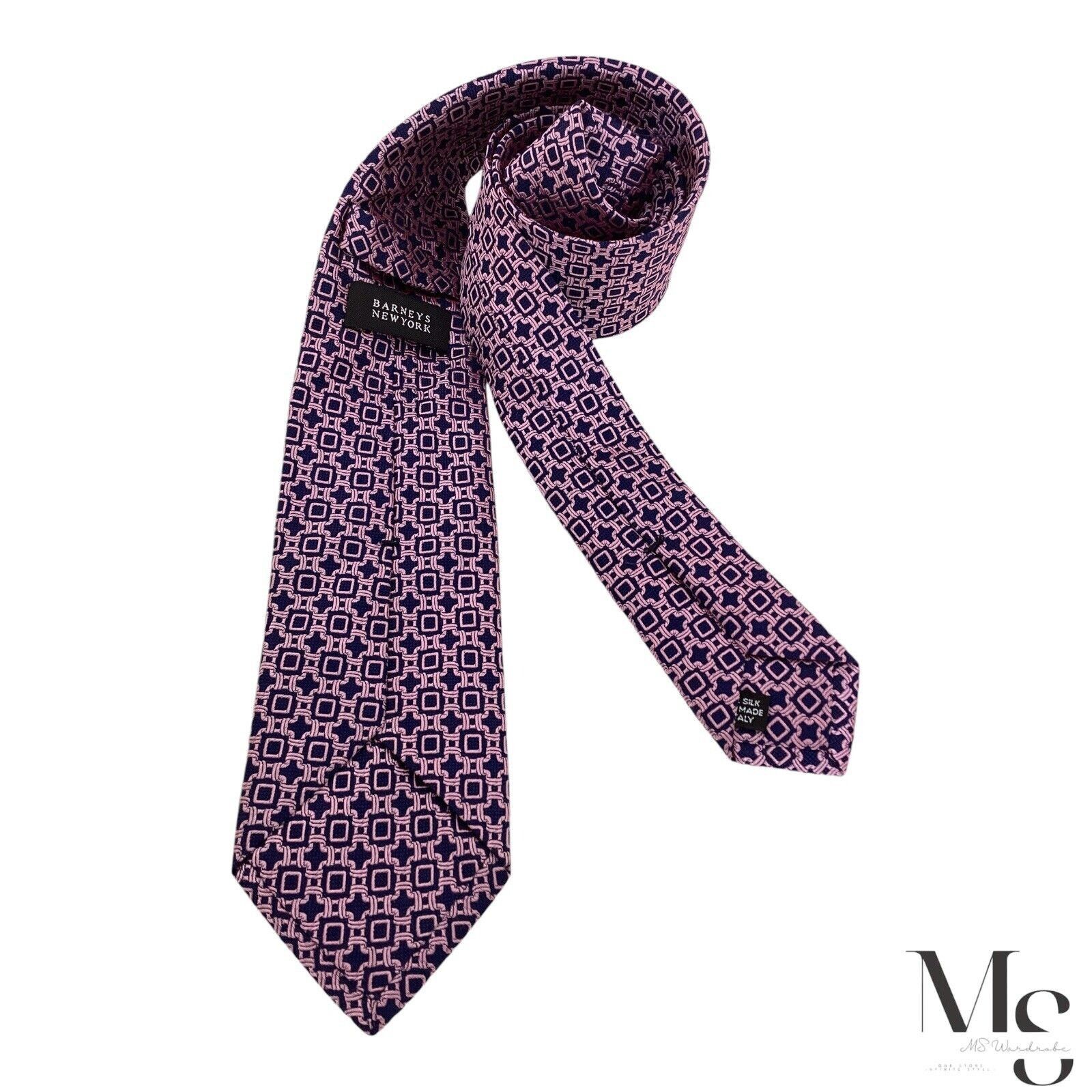 Barneys New York BARNEYS NEW YORK Pink Geometric Silk Tie Hand Made In Italy Size ONE SIZE - 2 Thumbnail