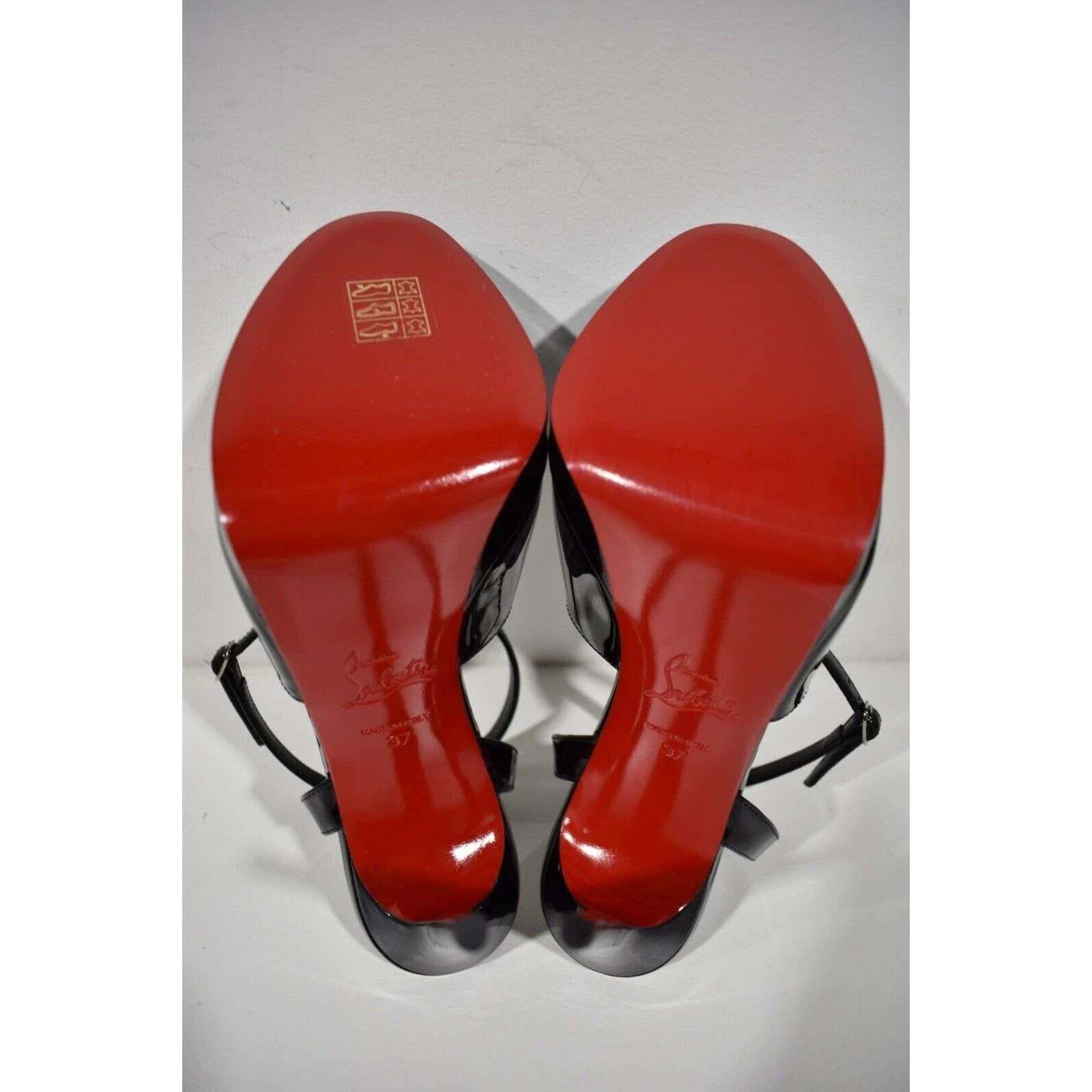 Christian Louboutin Miradona 120 Black Patent Ankle Strap Sandal Heel Pump 37 Size US 7 / IT 37 - 12 Thumbnail