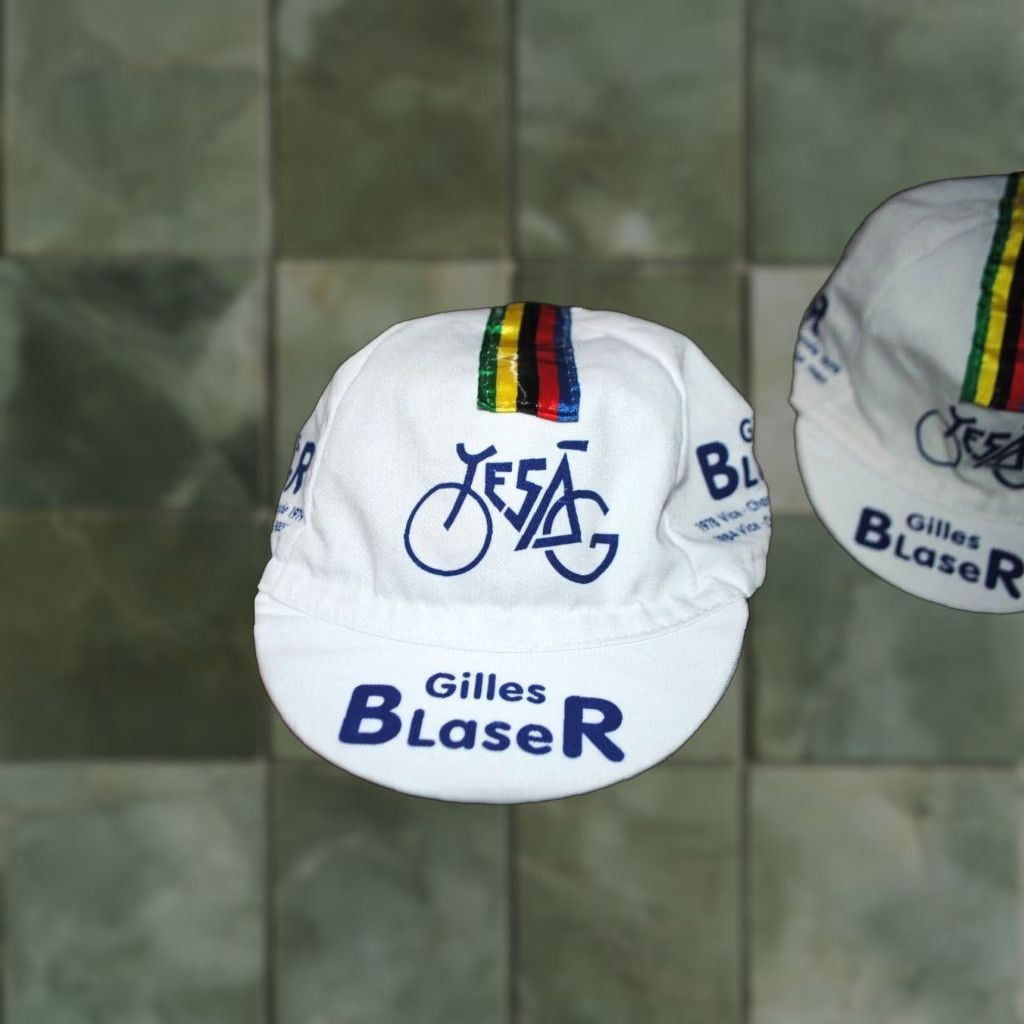 Champion GILLES BLAZER CYCLING CAP VINTAGE 1978/79 1984/85 SUISSE DU MONDE VICE CHAMPION ONE SIZE White Mens Fan Vintage Cap Size 44L - 1 Thumbnail