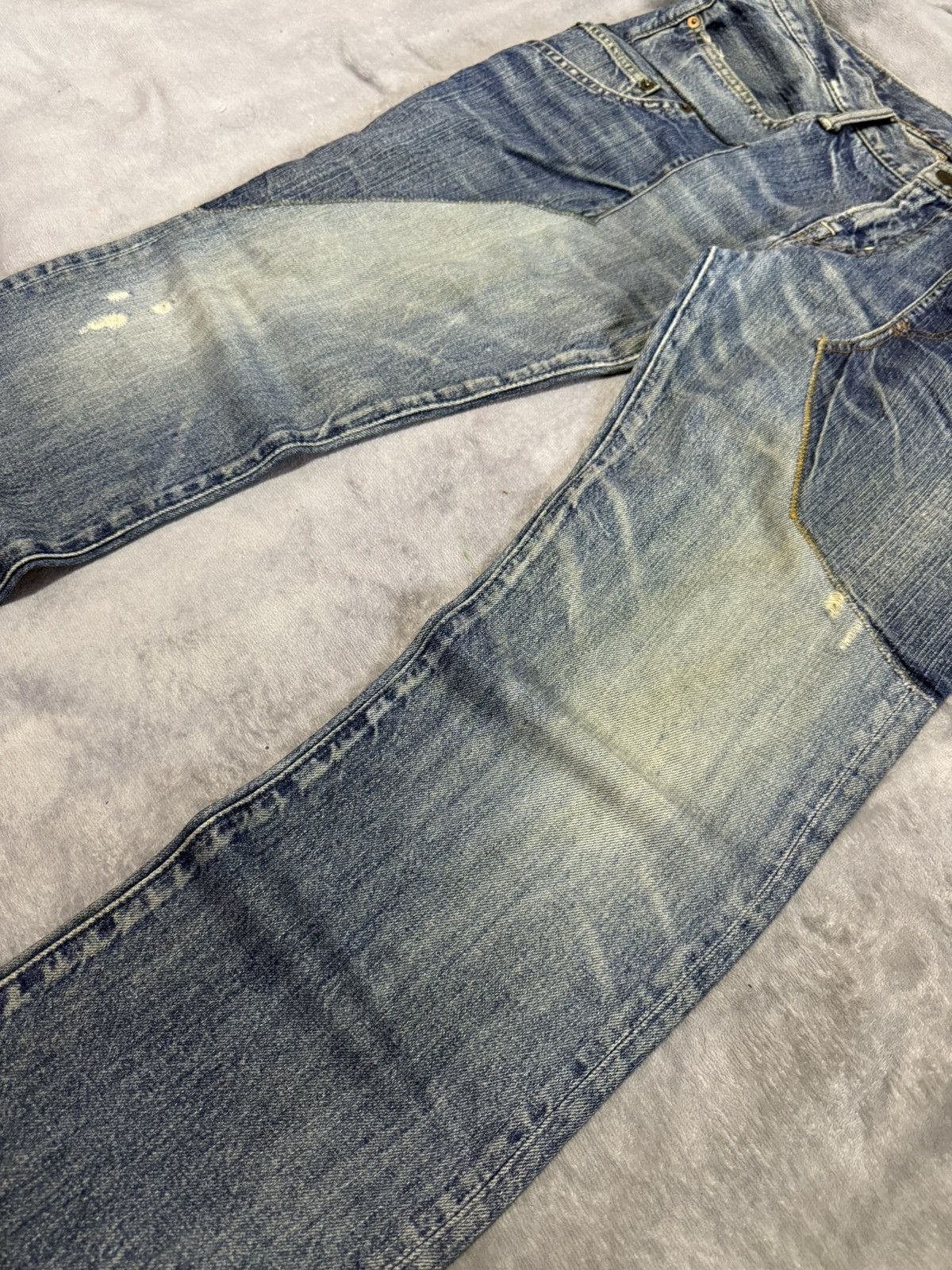 Japanese Brand × Le Grande Bleu (L.G.B.) Antgauge Japan Asymmetrical Pocket Double Waist Fade Jeans Size US 32 / EU 48 - 12 Thumbnail