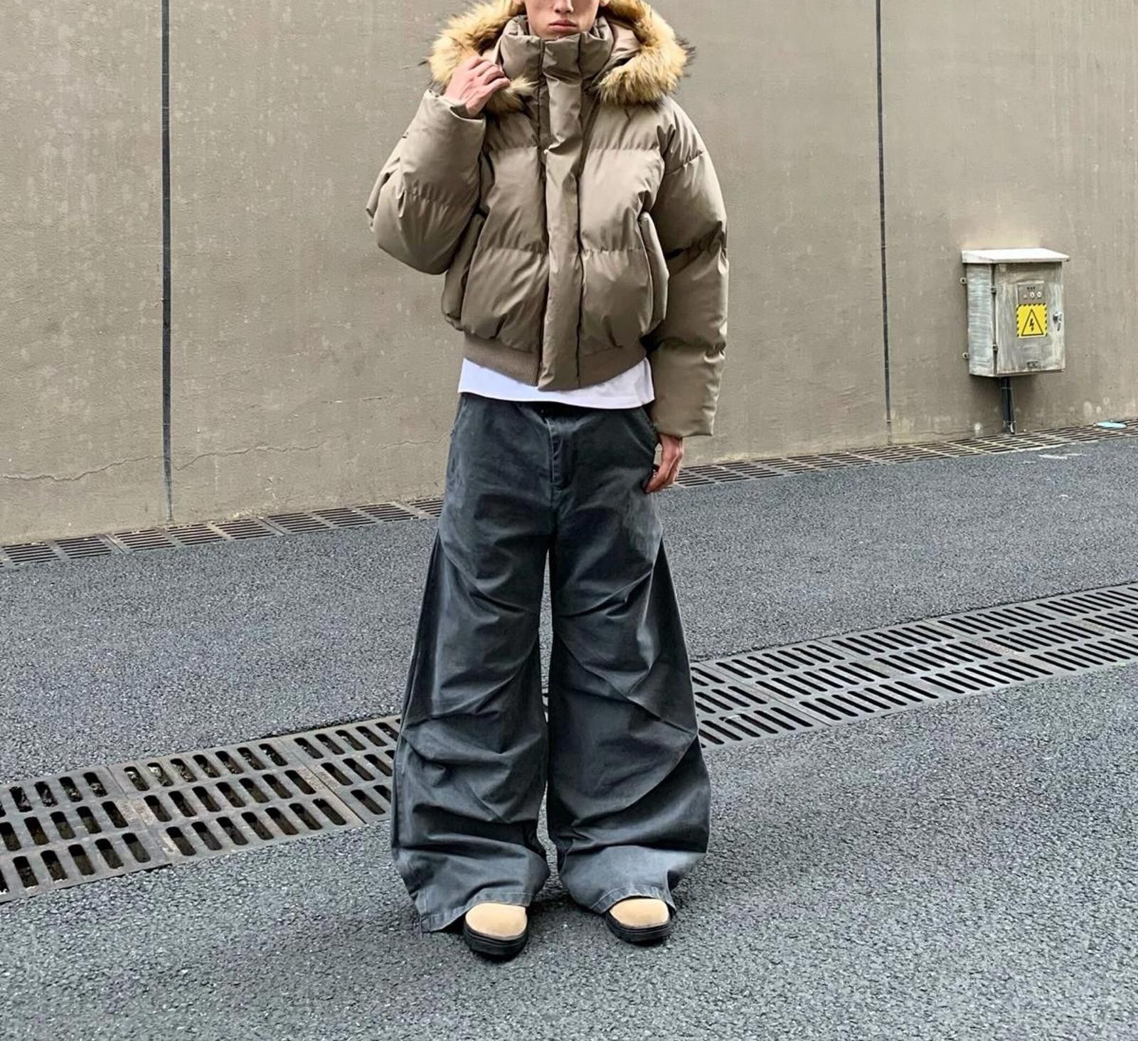 Brown Puffer Jacket with Faux Fur Hood