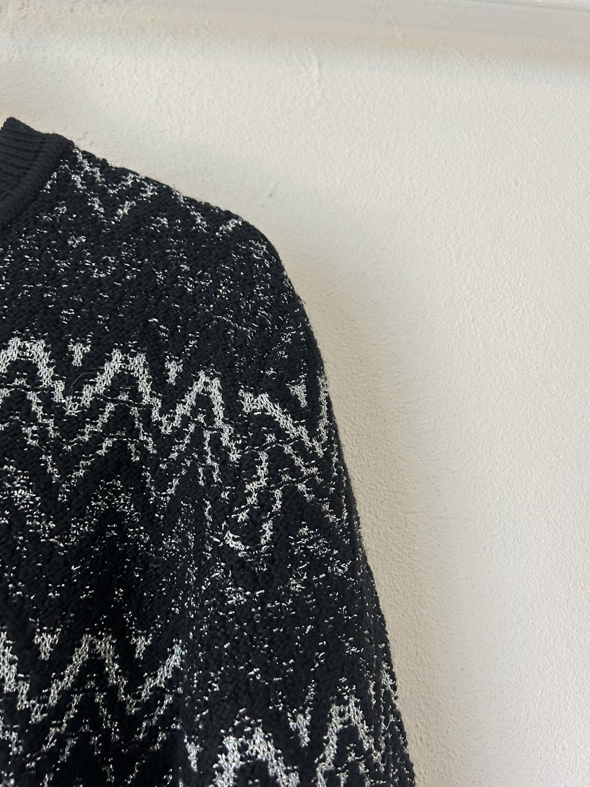 Saint Laurent Paris Black/Silver Zig-Zag Knit Sweater Size US XXL / EU 58 / 5 - 6 Thumbnail