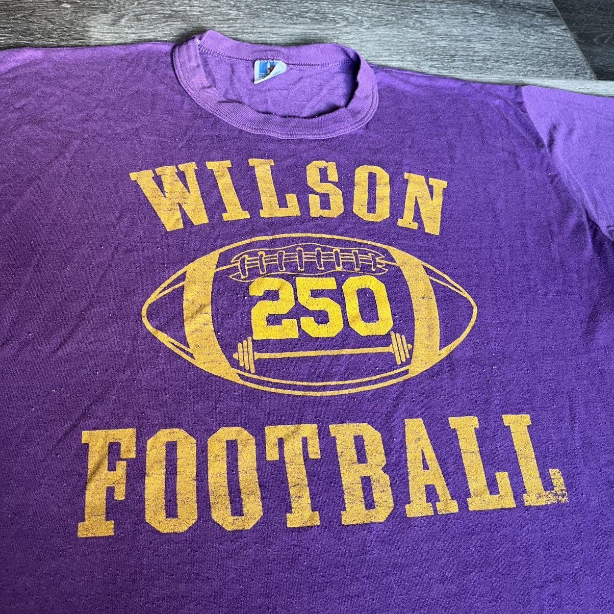Russell Athletic × Vintage Vintage 1980s Russell Athletic Wilson Football Logo Tee 250 Size US L / EU 52-54 / 3 - 2 Thumbnail
