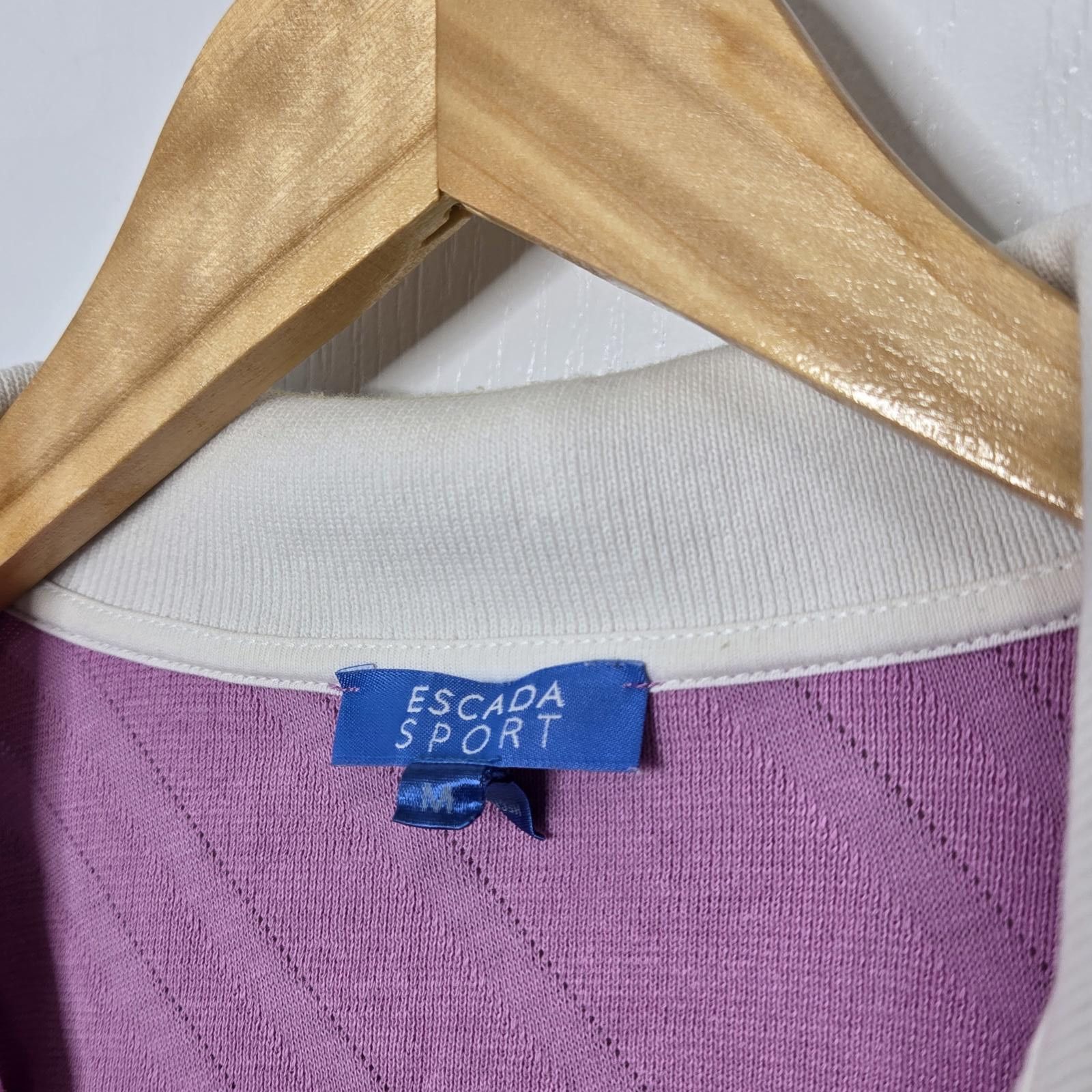 Escada Escada Cotton Polo Womens Medium Purple V Neck Size M / US 6-8 / IT 42-44 - 3 Thumbnail