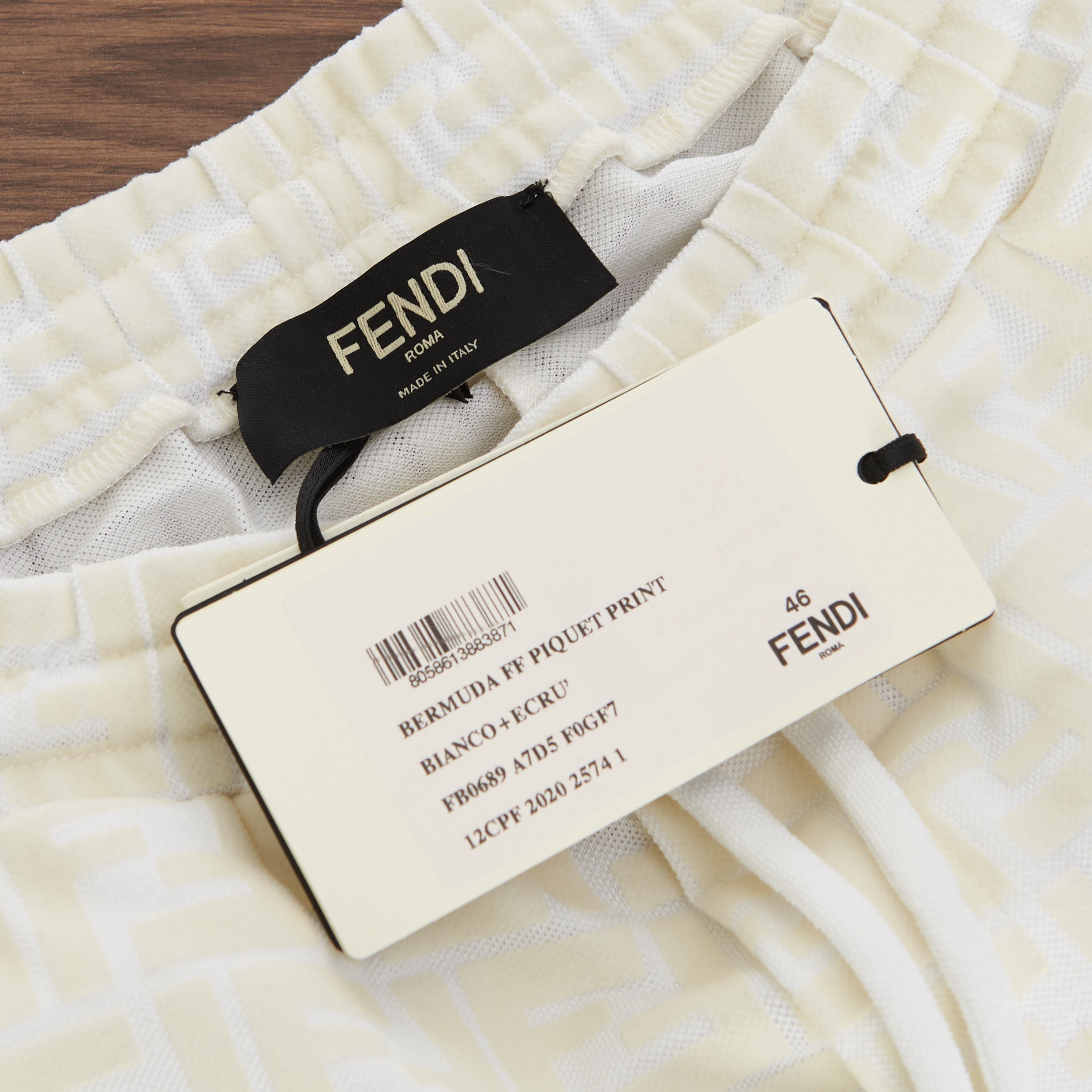 Fendi Jogging Bermuda Shorts In White Cotton With All-Over FF Logo Size US 32 / EU 48 - 10 Thumbnail