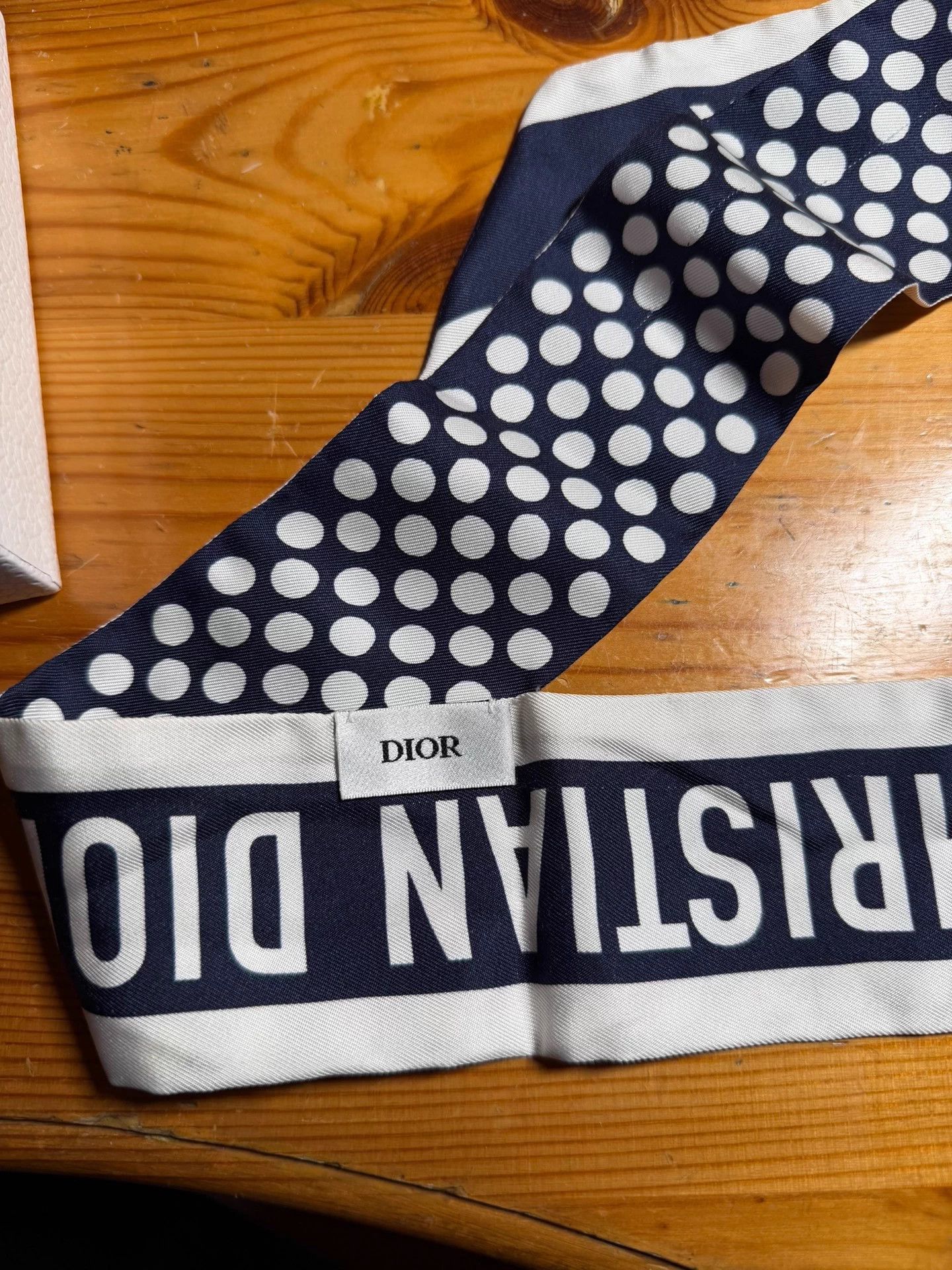 Dior Dior polka dot silk ribbon navy blue & white new with box Size ONE SIZE - 3 Thumbnail