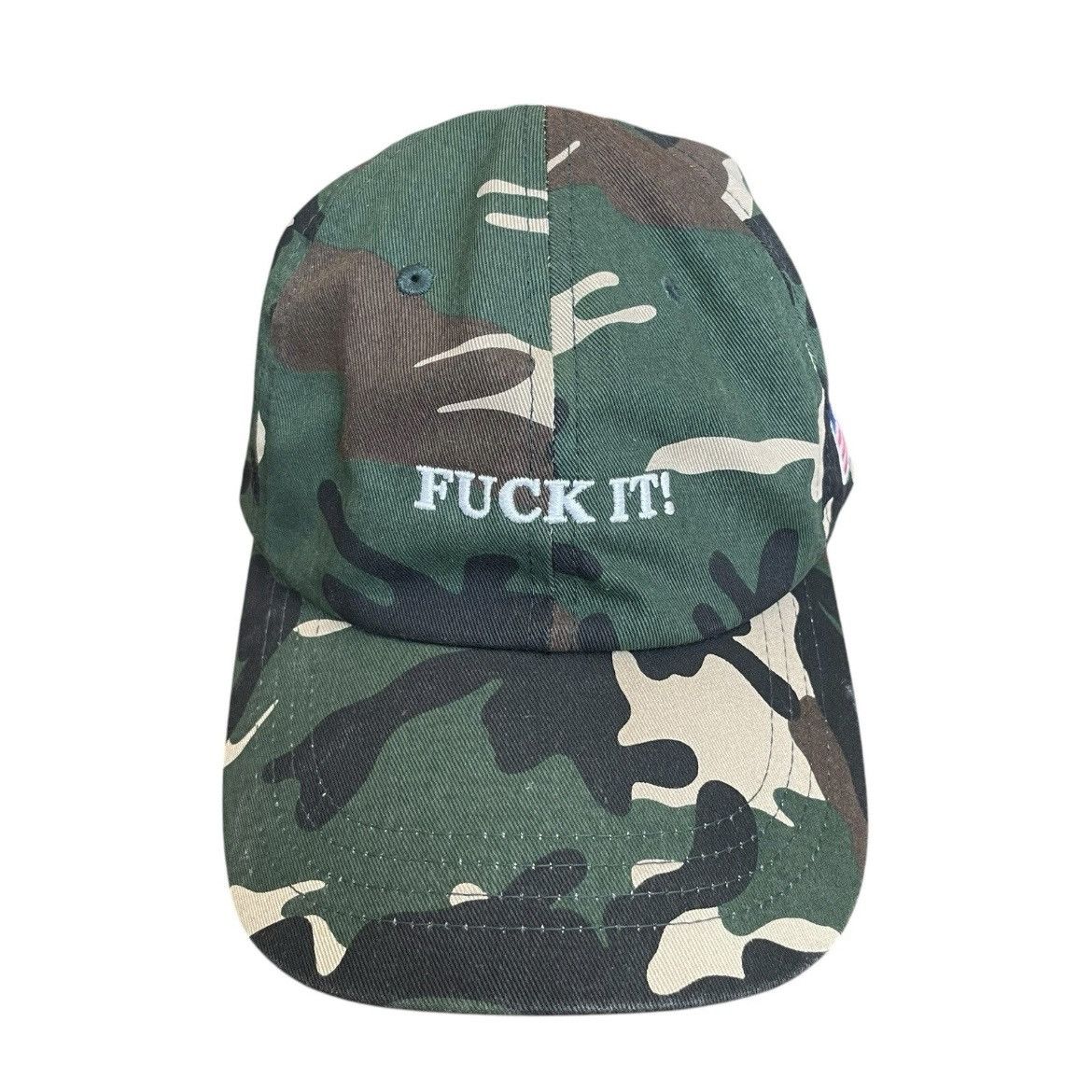 Huf HUF “F*CK IT!” Camo Strapback Hat USA Flag Patch OSFM Size ONE SIZE - 1 Thumbnail