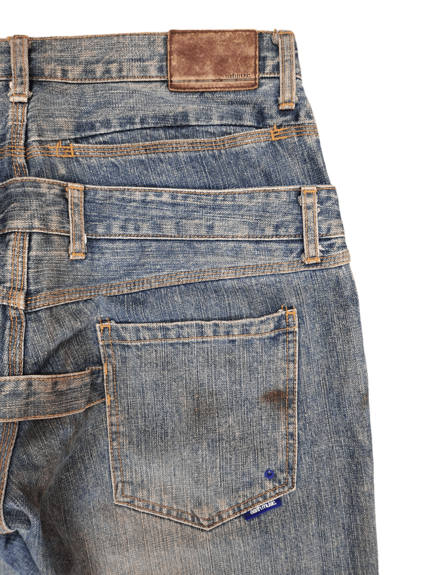 Japanese Brand Baggy Jeans Earth Music Double Waist Denim Wide Leg Y2k Jnco Size US 33 - 14 Thumbnail