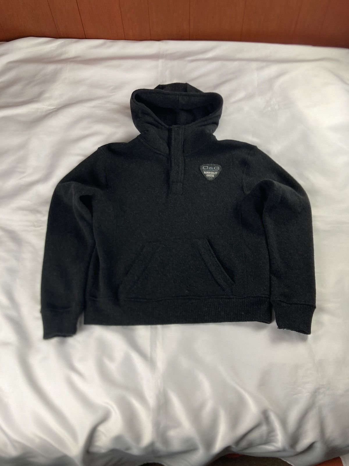 image of Archival Clothing x Dolce Gabbana Quality Fashion Forever D&g Wool Hoodie Snap in Black (Size Mediu