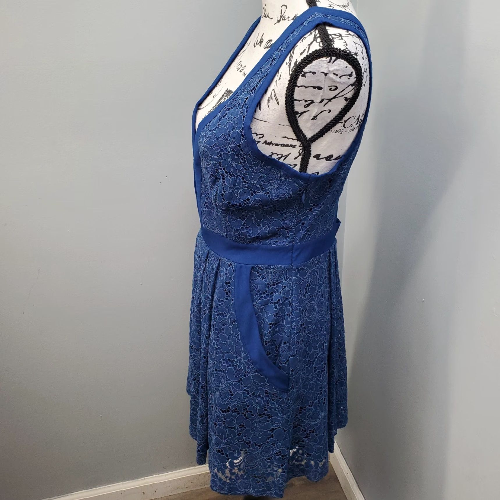 Free People Dress Womens S Blue Lace Lined Plunge V Neck Cross Back Shirt  Sleeveless Summer Casual Party/Cocktail Womens Size S - www.trueticket.mx