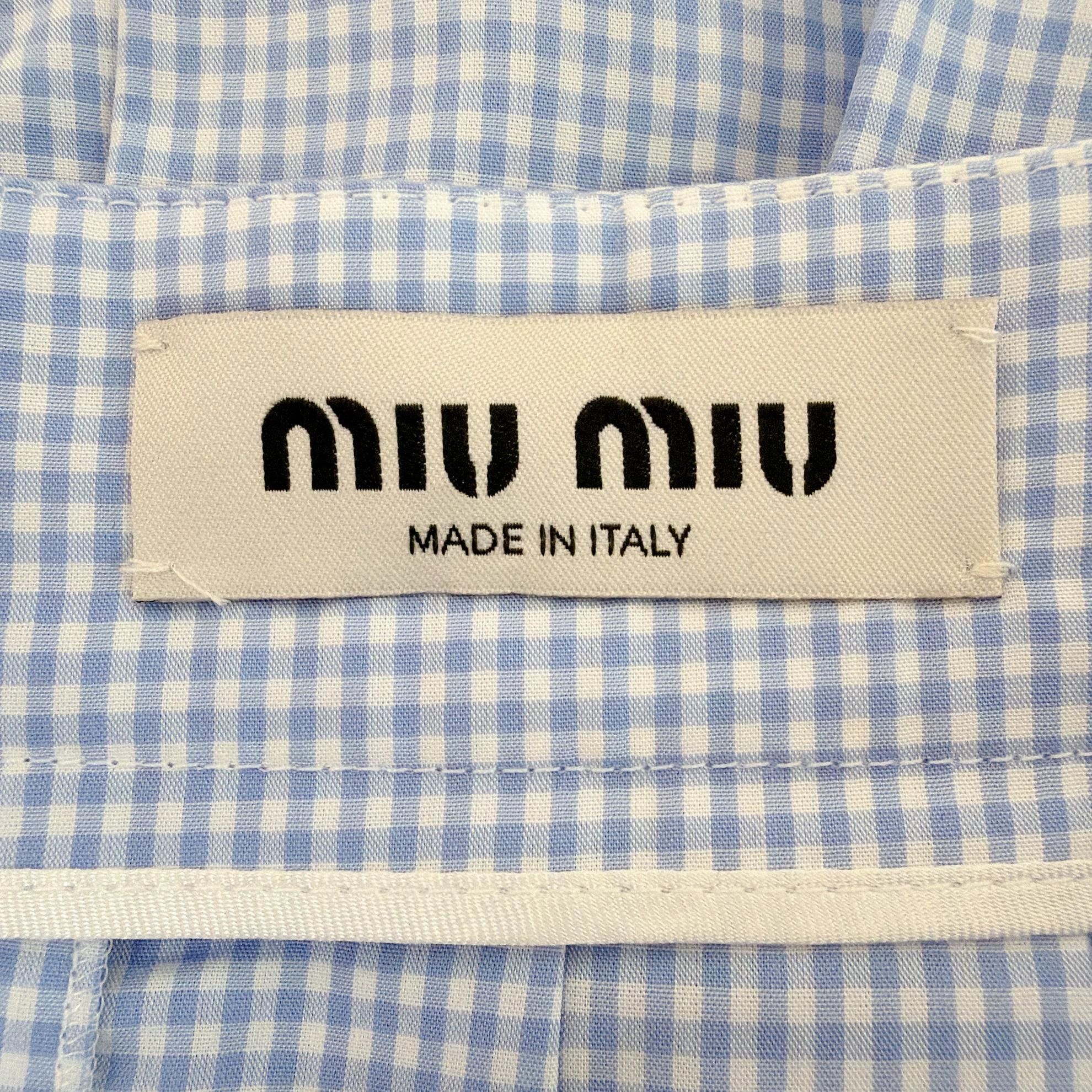 Miu Miu MIU MIU Women's Blue Checked Pleated Mini Skirt 36 Size 25" / US 0 / IT 36 - 7 Thumbnail