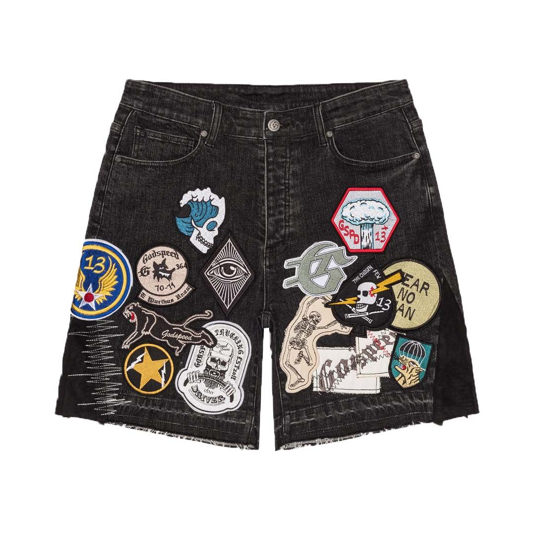 Godspeed Patchwork Denim Shorts V2 Black Size US 30 / EU 46 - 1 Thumbnail
