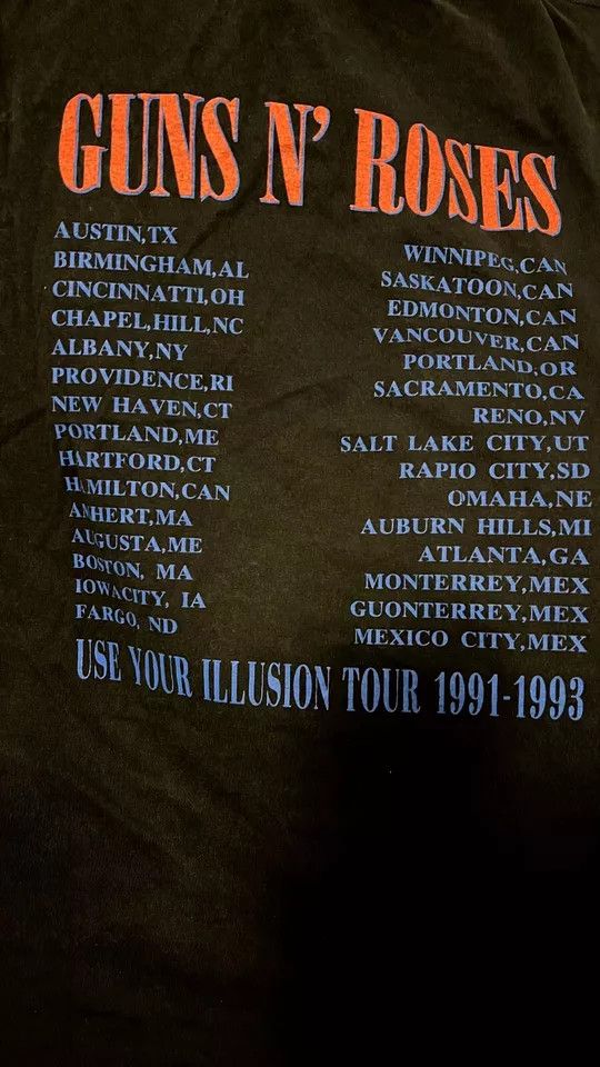 Vintage Vintage 90’s Guns N Roses Use Your Illusion Tour 1991-1993 Size US L / EU 52-54 / 3 - 12 Thumbnail