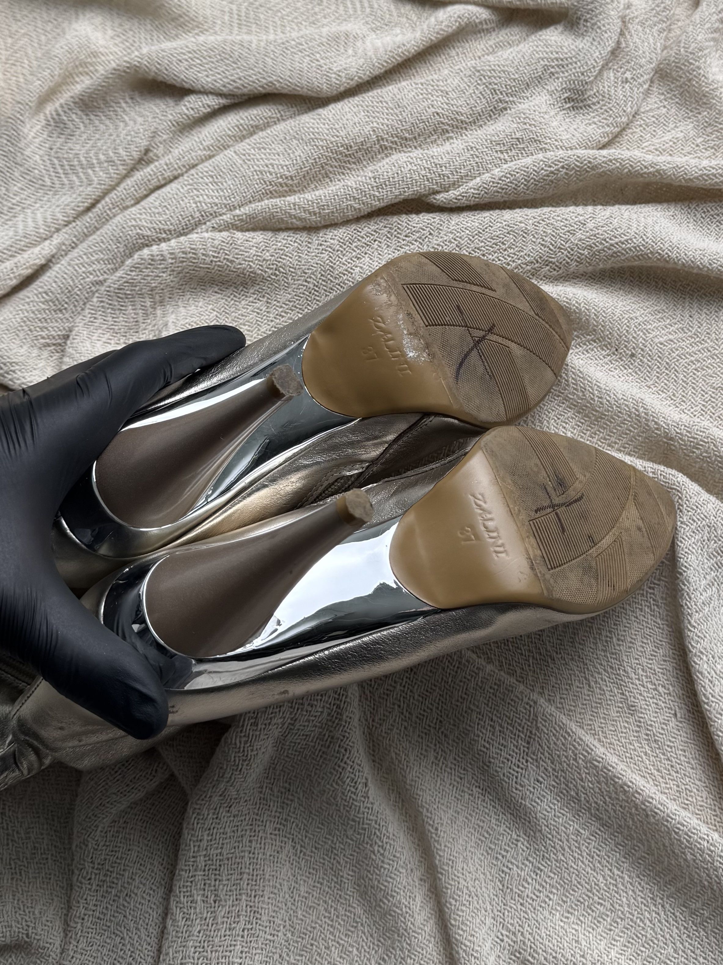 Vintage Vintage Leather Metallic Ankle High Heel Party Booties Size US 7 / IT 37 - 8 Thumbnail